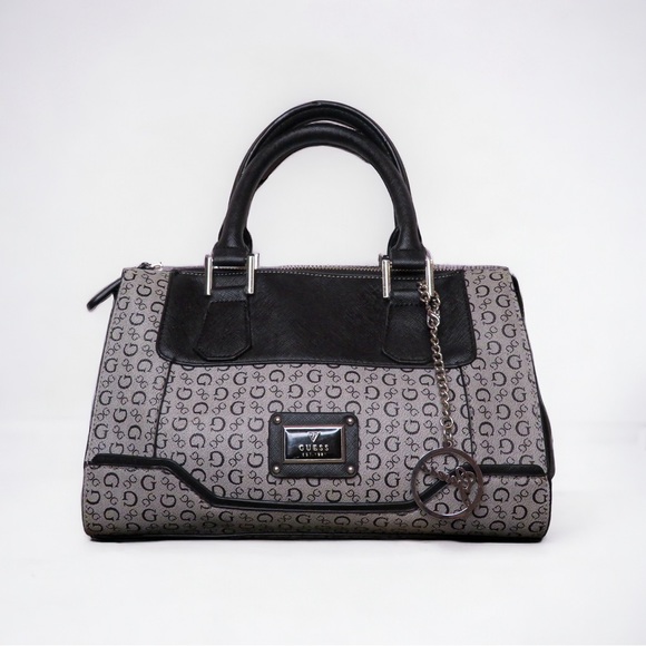 Guess Handbags - Guess Black Monogram Bag With Charm/Keychain | Business Handbag
